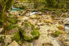 Slovenia, Triglav National Park. Soca River rapids and waterfall. Art Print